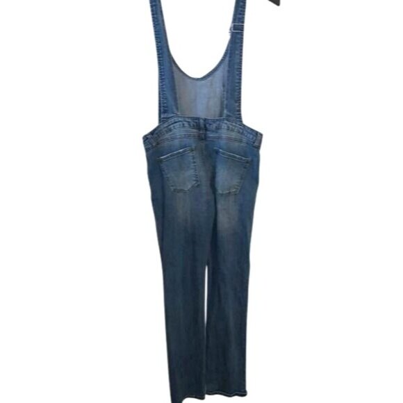 Girls I & M Jeans Distressed Denim Overalls Size L Mid-Rise Adjustable Straps - Picture 7 of 9